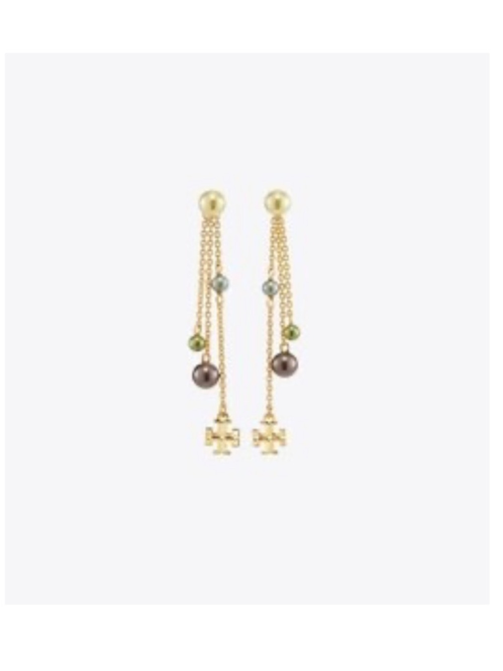 NEW!! Tory Burch Long Kira Pearl and Gold Drop Earring